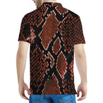 Brick Red Python Snakeskin Print Men's Polo Shirt