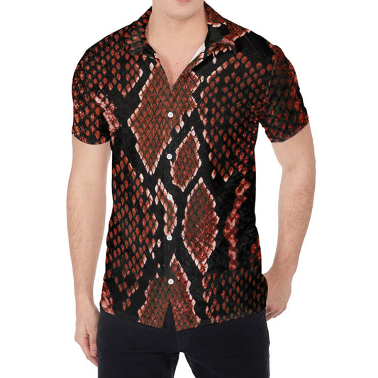 Brick Red Python Snakeskin Print Men's Shirt