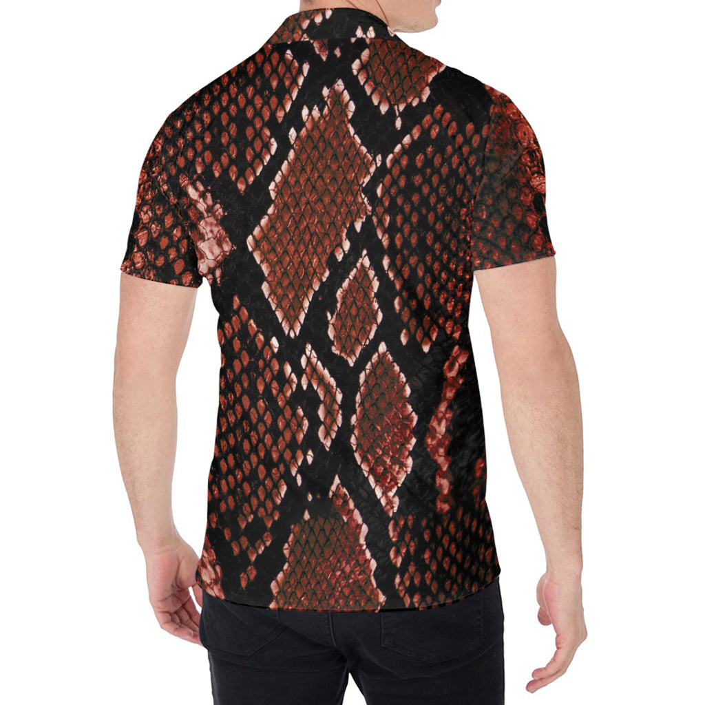 Brick Red Python Snakeskin Print Men's Shirt