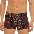 Brick Red Python Snakeskin Print Men's Short Boxer Briefs
