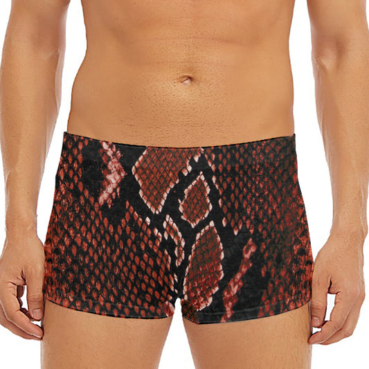 Brick Red Python Snakeskin Print Men's Short Boxer Briefs