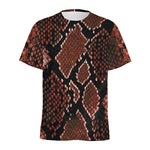 Brick Red Python Snakeskin Print Men's Sports T-Shirt