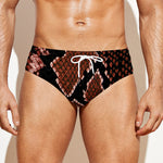 Brick Red Python Snakeskin Print Men's Swim Briefs
