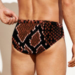 Brick Red Python Snakeskin Print Men's Swim Briefs