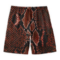 Brick Red Python Snakeskin Print Men's Swim Trunks