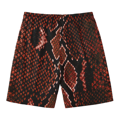 Brick Red Python Snakeskin Print Men's Swim Trunks