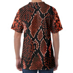 Brick Red Python Snakeskin Print Men's Velvet T-Shirt