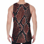 Brick Red Python Snakeskin Print Men's Velvet Tank Top