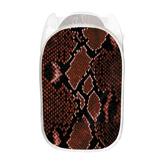 Brick Red Python Snakeskin Print Mesh Laundry Hamper