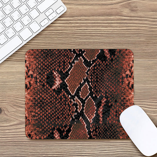 Brick Red Python Snakeskin Print Mouse Pad