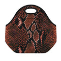 Brick Red Python Snakeskin Print Neoprene Lunch Bag