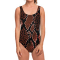 Brick Red Python Snakeskin Print One Piece Swimsuit