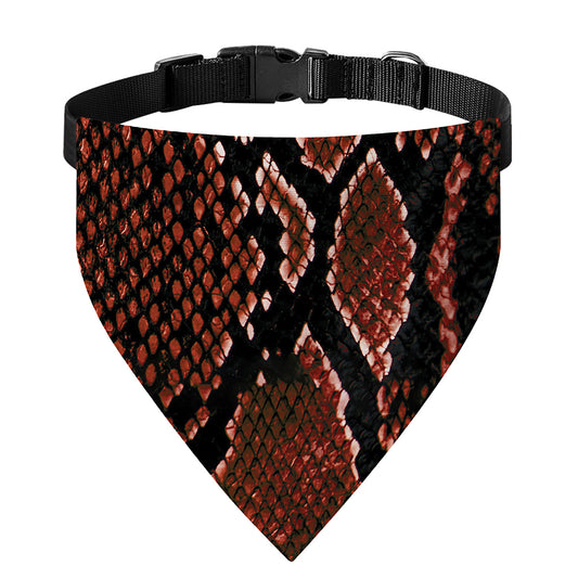 Brick Red Python Snakeskin Print Over The Collar Dog Bandana