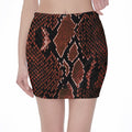 Brick Red Python Snakeskin Print Pencil Mini Skirt