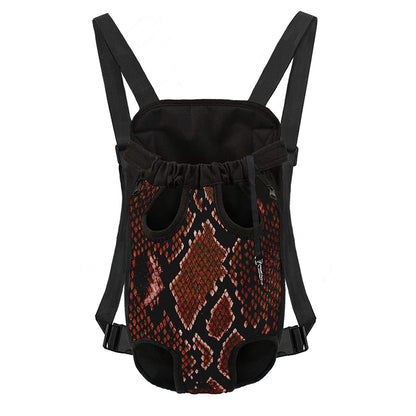 Brick Red Python Snakeskin Print Pet Carrier Backpack