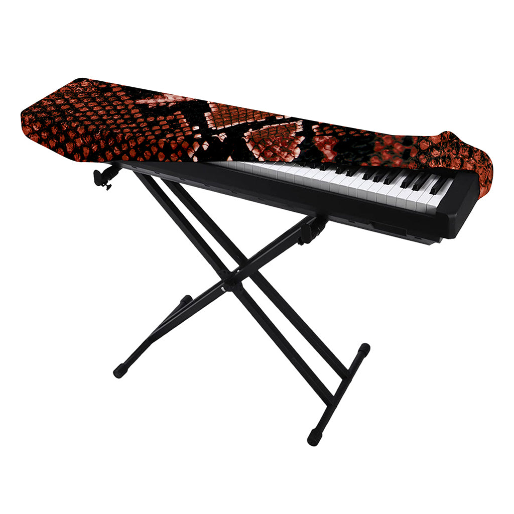 Brick Red Python Snakeskin Print Piano Keyboard Cover