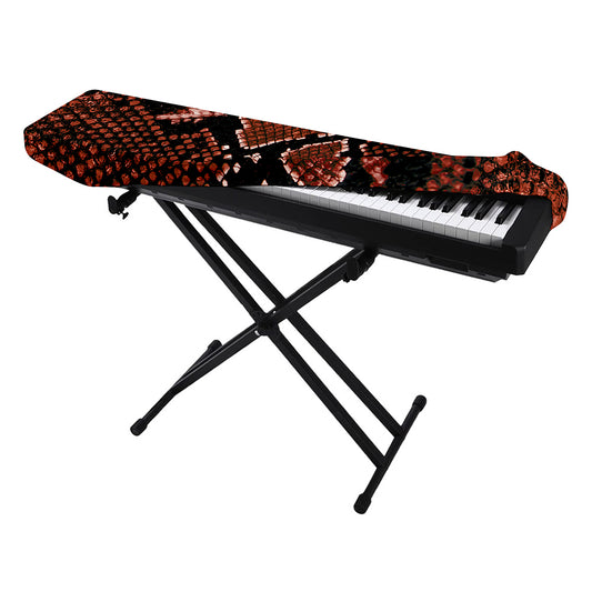 Brick Red Python Snakeskin Print Piano Keyboard Cover