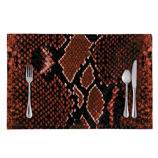 Brick Red Python Snakeskin Print Placemat