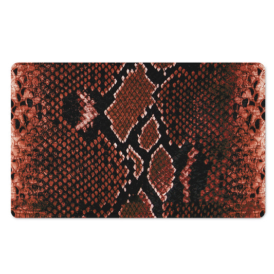 Brick Red Python Snakeskin Print Polyester Doormat