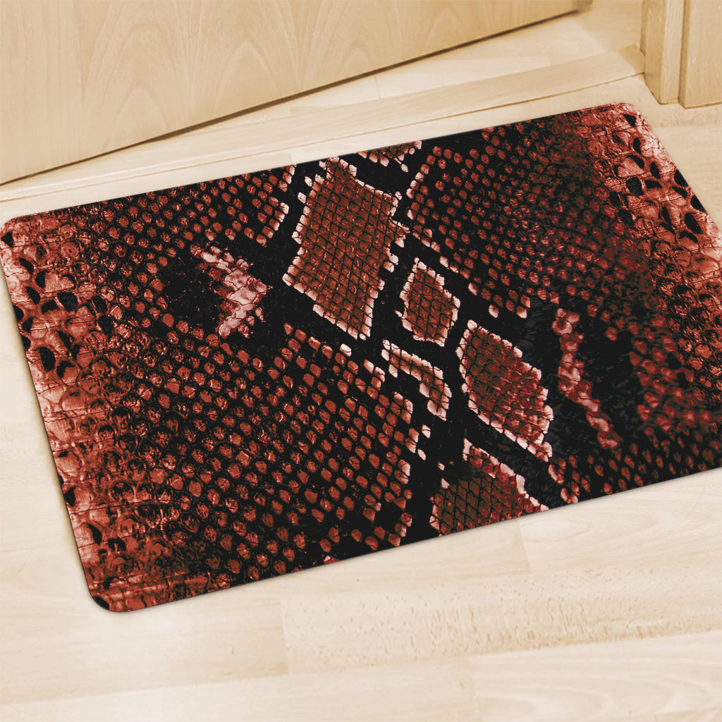 Brick Red Python Snakeskin Print Polyester Doormat