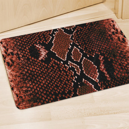 Brick Red Python Snakeskin Print Polyester Doormat