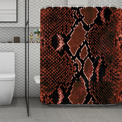 Brick Red Python Snakeskin Print Polyester Shower Curtain