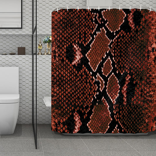 Brick Red Python Snakeskin Print Polyester Shower Curtain