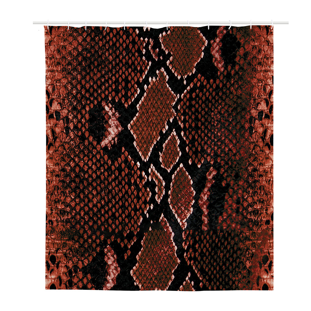 Brick Red Python Snakeskin Print Polyester Shower Curtain