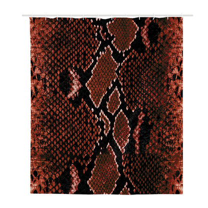 Brick Red Python Snakeskin Print Polyester Shower Curtain
