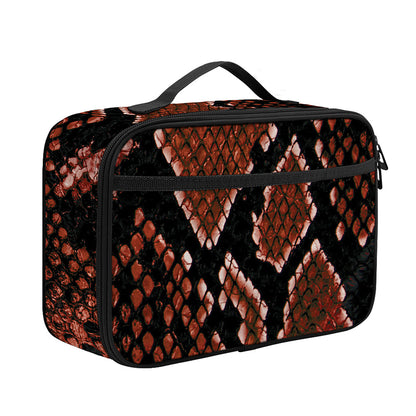 Brick Red Python Snakeskin Print Portable Lunch Bag
