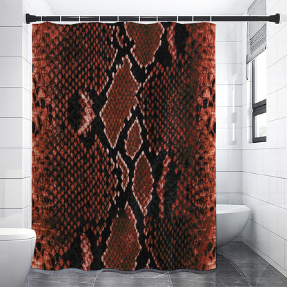 Brick Red Python Snakeskin Print Premium Shower Curtain