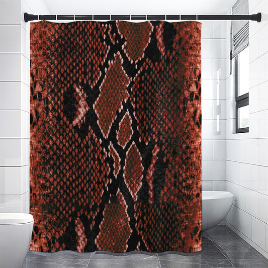 Brick Red Python Snakeskin Print Premium Shower Curtain