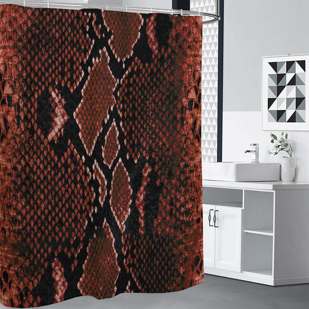 Brick Red Python Snakeskin Print Premium Shower Curtain