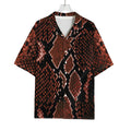 Brick Red Python Snakeskin Print Rayon Hawaiian Shirt