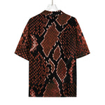 Brick Red Python Snakeskin Print Rayon Hawaiian Shirt