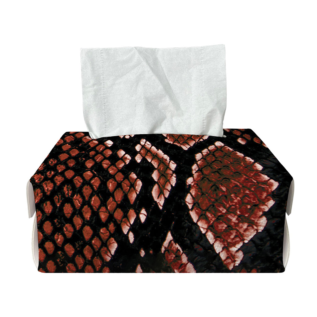 Brick Red Python Snakeskin Print Rectangle Tissue Box Cover