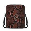 Brick Red Python Snakeskin Print Rectangular Crossbody Bag