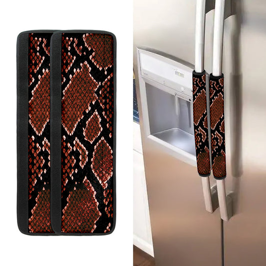 Brick Red Python Snakeskin Print Refrigerator Handle Covers