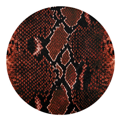 Brick Red Python Snakeskin Print Round Blanket