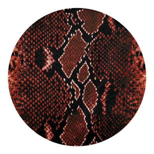 Brick Red Python Snakeskin Print Round Blanket