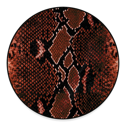Brick Red Python Snakeskin Print Round Floor Mat