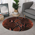 Brick Red Python Snakeskin Print Round Rug
