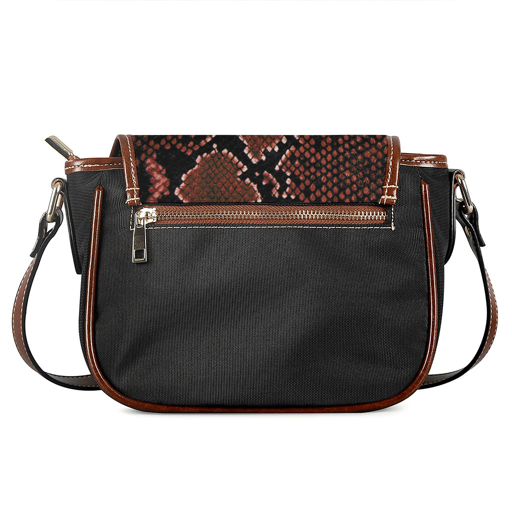 Brick Red Python Snakeskin Print Saddle Bag