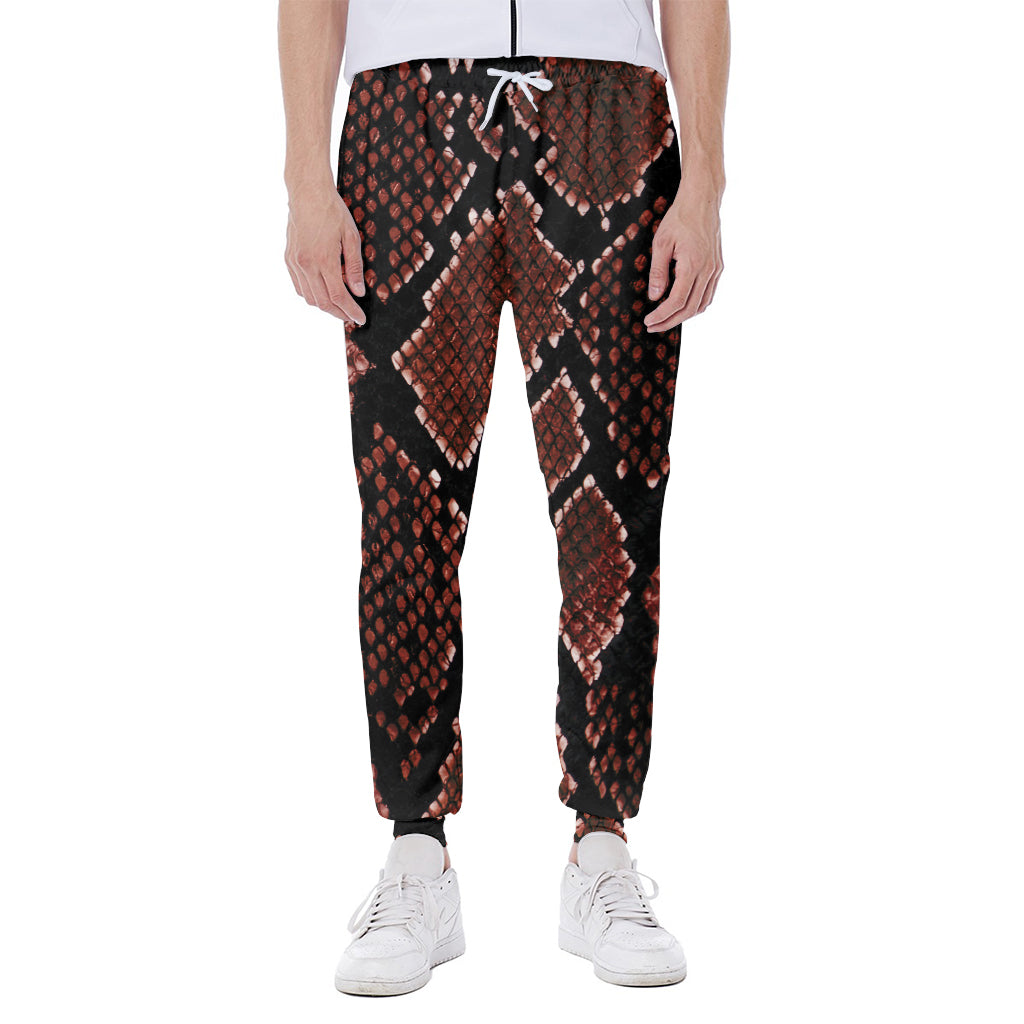 Brick Red Python Snakeskin Print Scuba Joggers