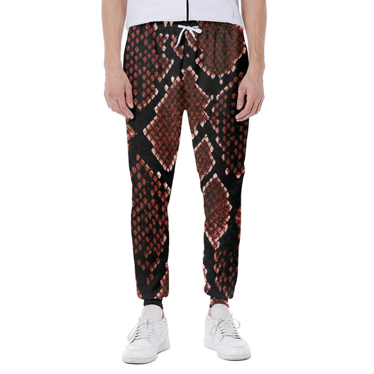 Brick Red Python Snakeskin Print Scuba Joggers