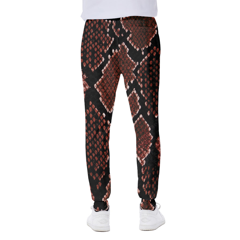Brick Red Python Snakeskin Print Scuba Joggers