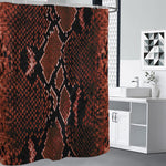 Brick Red Python Snakeskin Print Shower Curtain