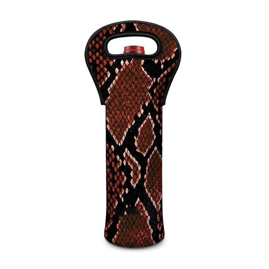 Brick Red Python Snakeskin Print Single Neoprene Wine Tote