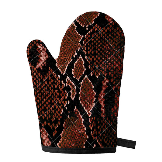 Brick Red Python Snakeskin Print Single Oven Mitt