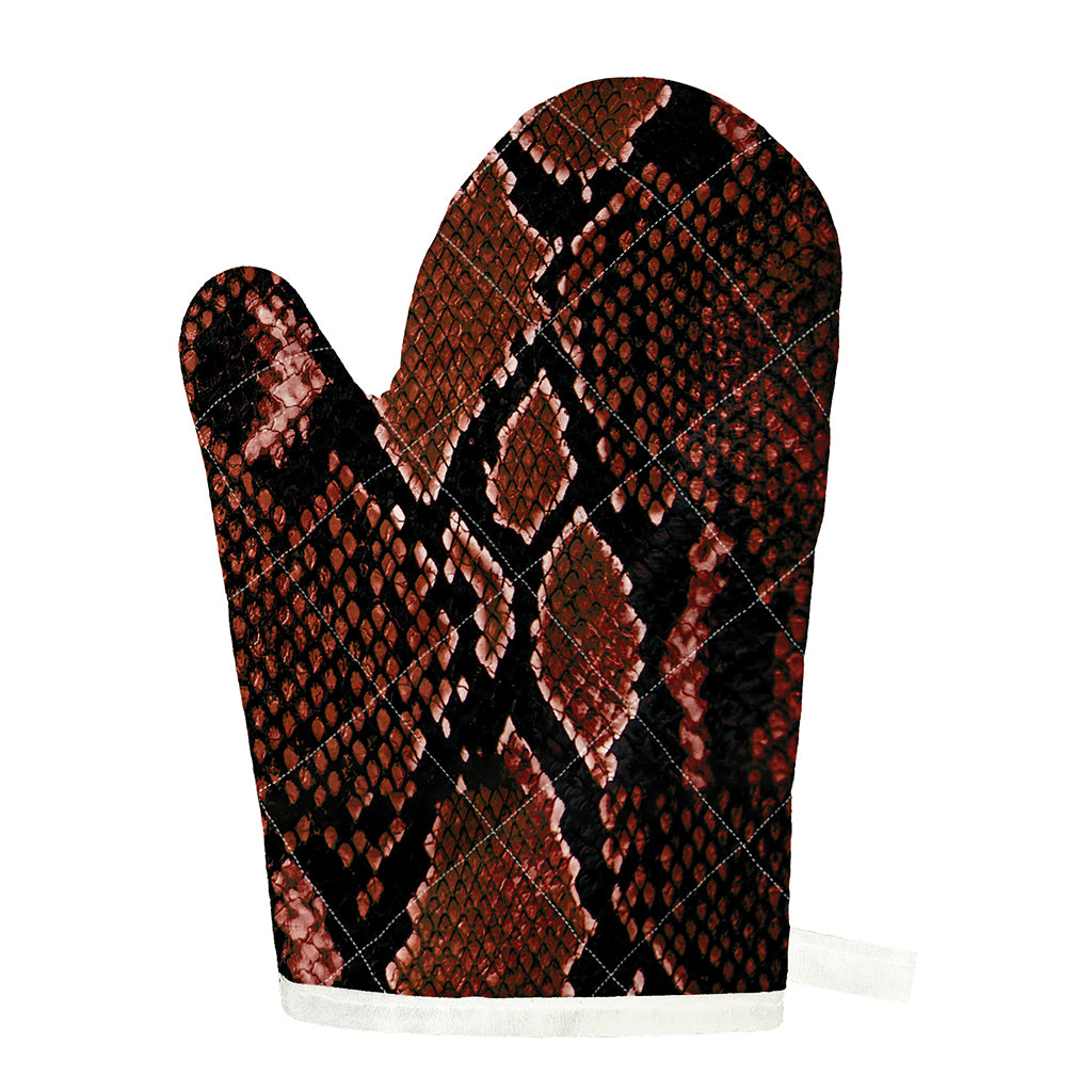 Brick Red Python Snakeskin Print Single Oven Mitt